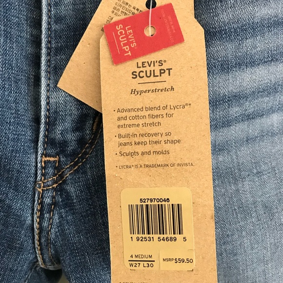 NWT Levi’s High Rise Skinny Jeans Size 26 - Picture 4 of 8